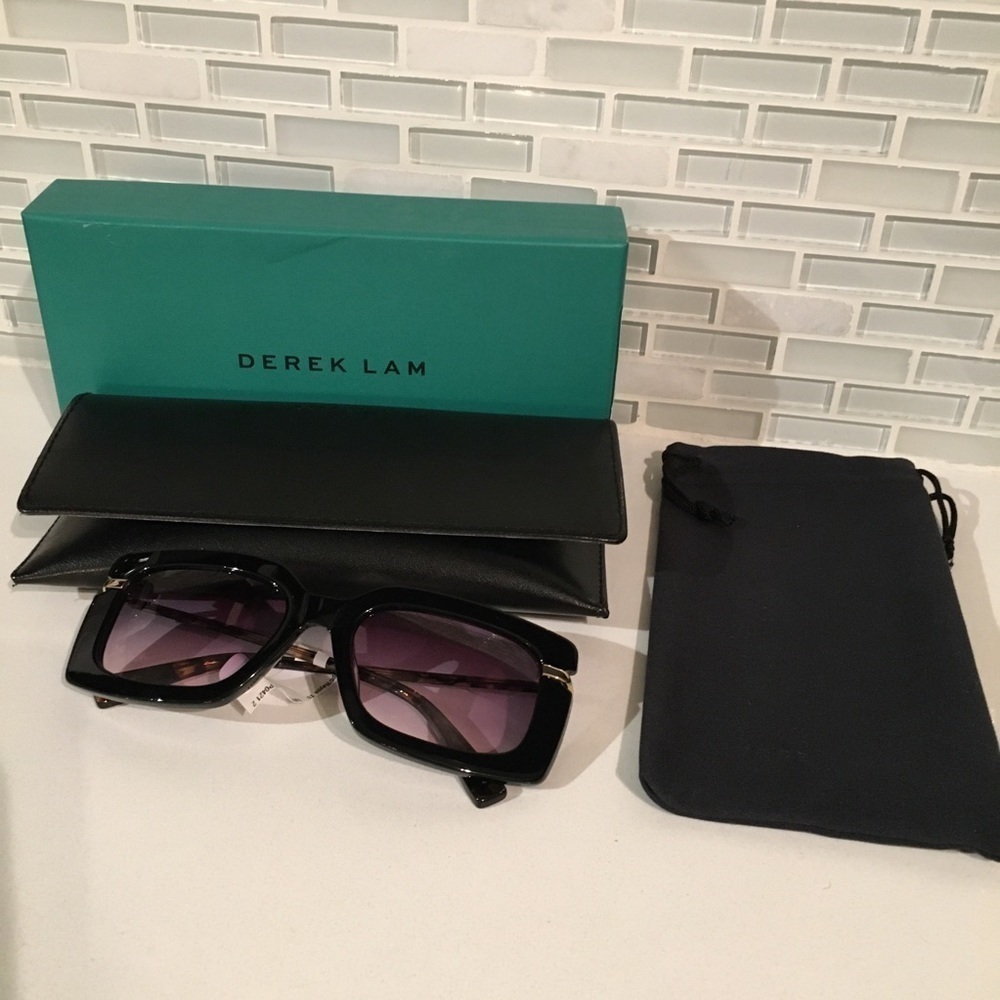 NWT Derek Lam Nana Black Square Purple Sunglasses